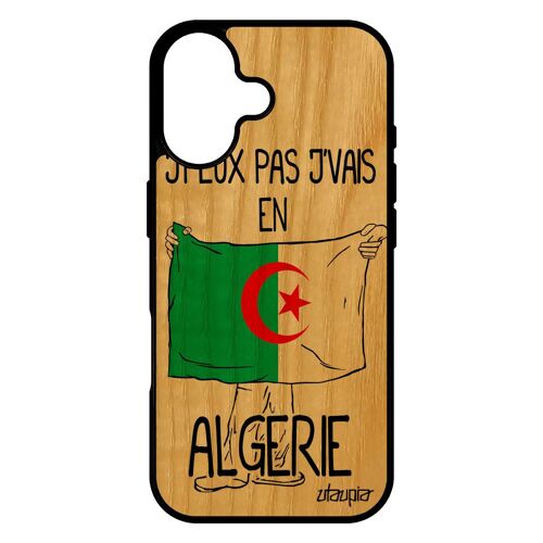 Coque Pour Iphone 17 Bois Veritable Silicone J'peux Pas J'vais En Algerie Original Personnalis¿ Housse Telephone Jo Humour Football