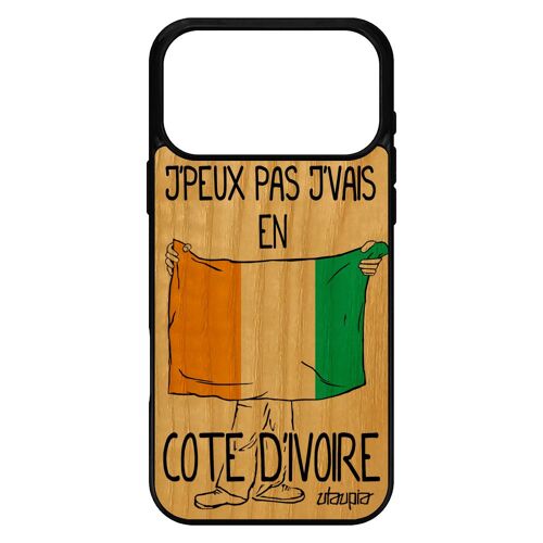 Coque pour iPhone 17 pro max bois silicone j'peux pas j'vais en cote d'ivoire Coupe d'afrique basket CAN portable football case jo