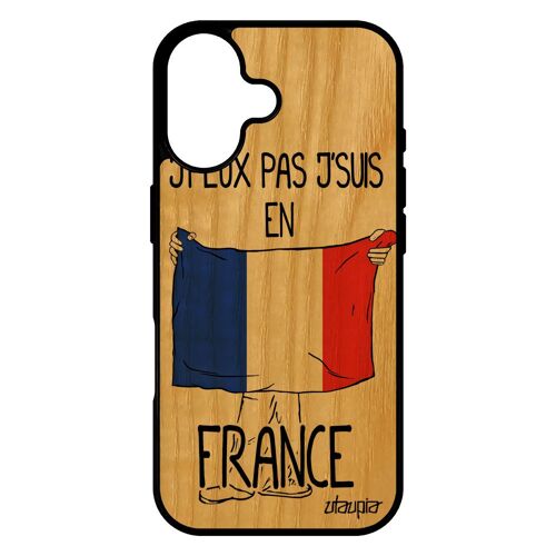 Coque Pour Iphone 17 Bois Silicone J'peux Pas J'suis En France Personnalis¿ Foot Drapeau Francais Euro Humour Jo De