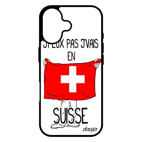 Coque telephone pour iPhone 17 silicone j'peux pas j'vais en suisse portable jo humour rigide football switzerland
