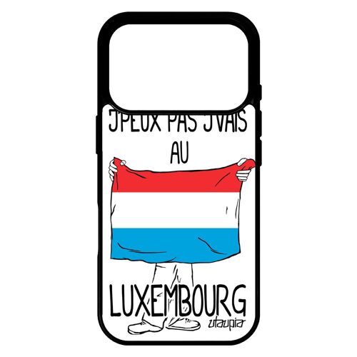 Coque j'peux pas j'vais au Luxembourg de protection pour iPhone 17 pro silicone unique foot Euro noir humour souple