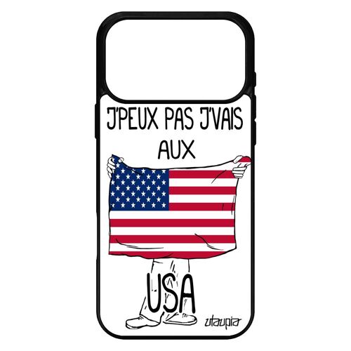 Coque pour iPhone 17 pro max silicone j'peux pas j'vais au USA foot NBA telephone drapeau americain 4G coupe du monde etats unis de