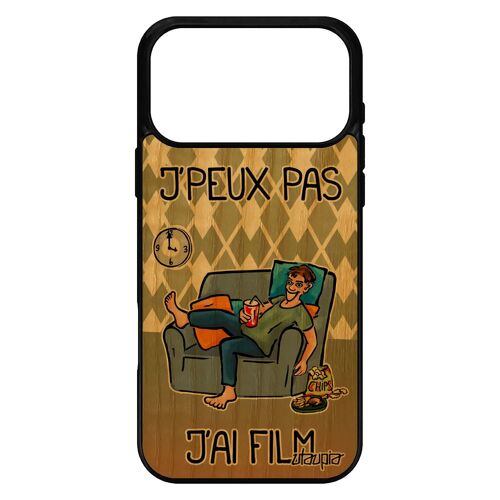 Coque en bois pour iPhone 17 pro max silicone j'peux pas j'ai film texte mobile design humoristique je jpeux telephone bd vert