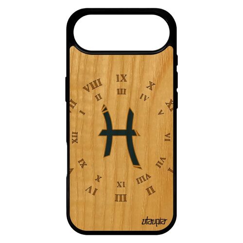 Coque Pour Iphone 17 Air En Bois Silicone Signe Poisson Bleu Smartphone Gel Univers Etoiles Telephone Astrologique Horoscope Case