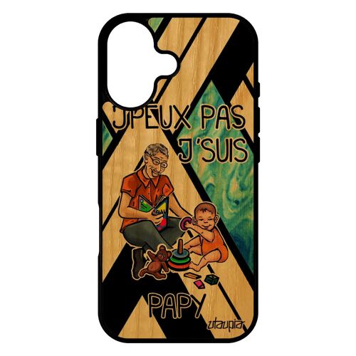 Coque Bois Silicone Pour Iphone 17 J'peux Pas J'suis Papy Cadeau D'anniversaire Telephone Comique 4g Motif Housse Humour Texte Je