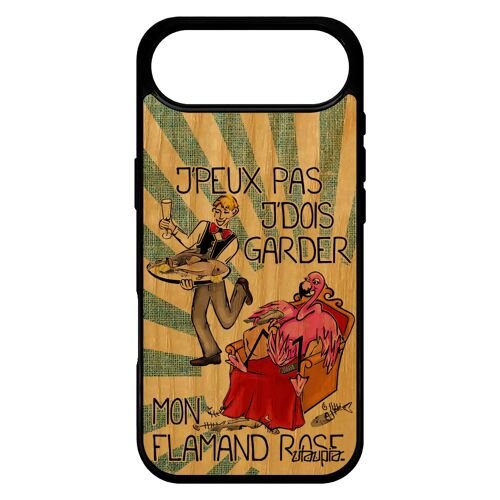 Coque Humour J'peux Pas J'dois Garder Mon Flamant Rose De Protection Pour Iphone 17 Air Bois Silicone Texte Personnalisé Bleu