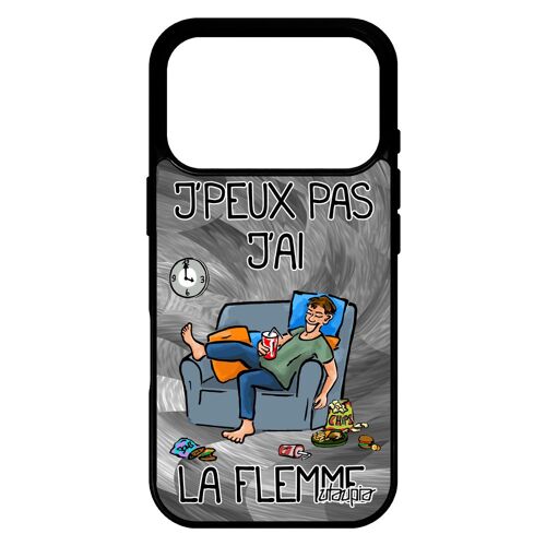 Coque j'peux pas j'ai la flemme pour iPhone 17 pro silicone texte gris jpeux portable fatigué je feignant housse humour smartphone