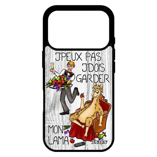 Coque pour iPhone 17 pro silicone j'peux pas j'dois garder mon lama cartoon housse gris animaux mobile alu texte jpeux pas cher je