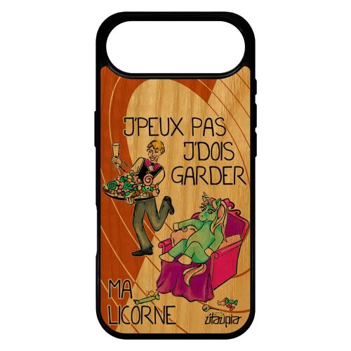 Coque J'peux Pas J'dois Garder Ma Licorne Pour Iphone 17 Air Bois Silicone Drole Jpeux Humour Telephone Texte Case Cover Rigide Bd