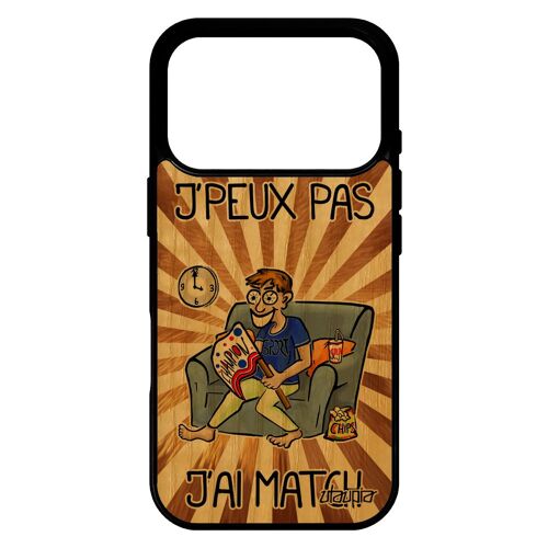 Coque pour iPhone 17 pro bois silicone j'peux pas j'ai match handball antichoc comique humour coupe d'europe etui dessin texte