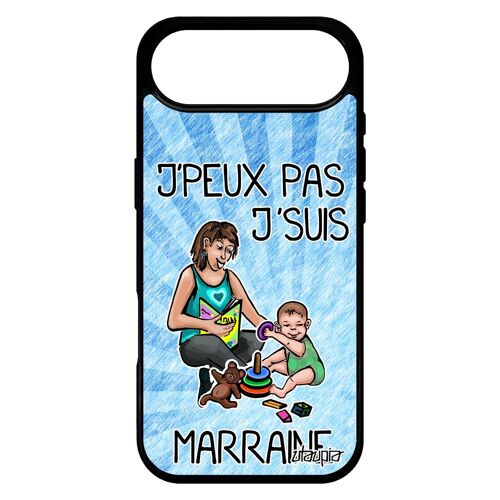 Coque Pour Iphone 17 Air Silicone J'peux Pas J'suis Marraine Bleu Humour Case Texte Drole Je Humoristique Rigide Tpu Unique De