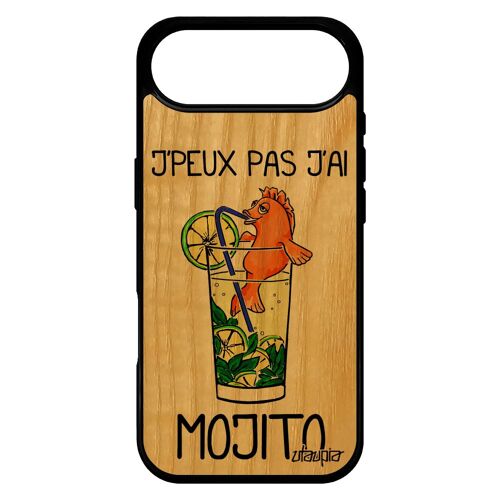Coque silicone pour iPhone 17 Air bois humour j'peux pas j'ai mojito Orange antichoc bande dessinée original rigide humoristique de