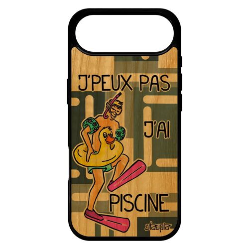 Coque J'peux Pas J'ai Piscine Pour Iphone 17 Air Bois Silicone Sport Tpu Natation Housse Comique Drole Gris Vacances Humoristique
