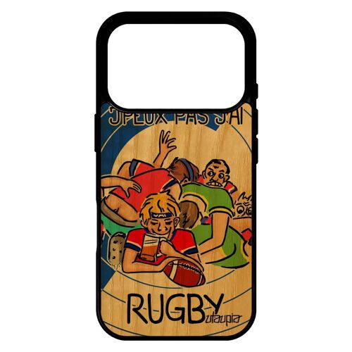 Coque silicone pour iPhone 17 pro en bois et j'peux pas j'ai rugby pas cher housse telephone texte de protection sport mobile
