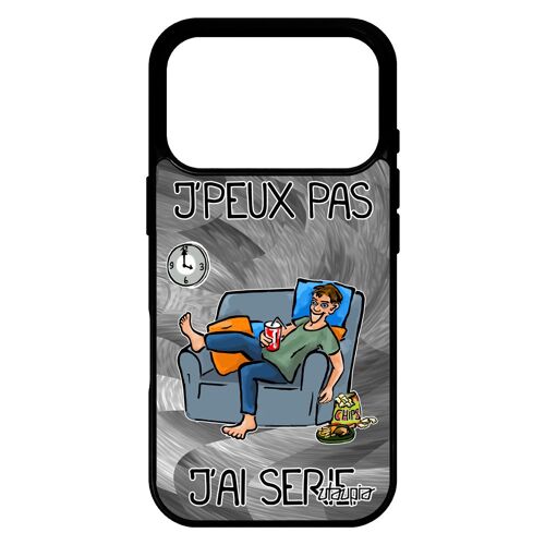 Coque pour iPhone 17 pro silicone j'peux pas j'ai série jpeux bande dessinée mobile humour gris je case texte made in France