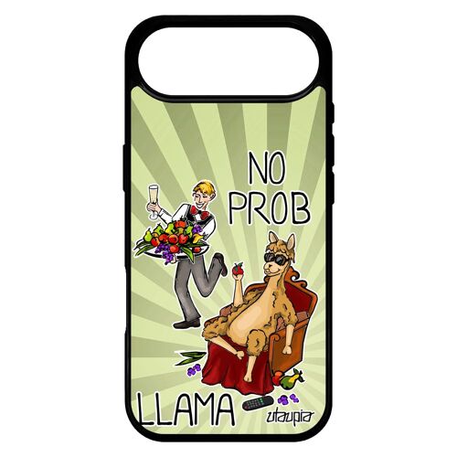 Coque Pour Iphone 17 Air En Silicone No Prob Lama Comique Problama Texte Humour Mobile Drole Vert Etui Llama Bd Made In France