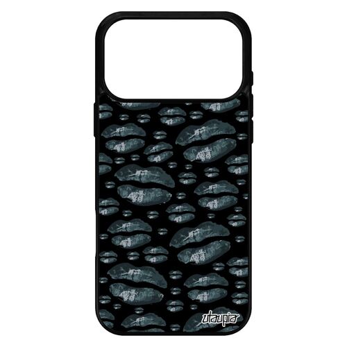 Coque pour iPhone 17 pro max en silicone bouche aluminium levres love housse bisou de protection mobile clope telephone gris femme