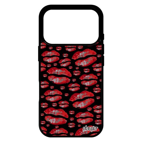 Coque levres antichoc pour iPhone 17 pro silicone metal smartphone cigarette fantaisie bouche colore smack femme rouge motif