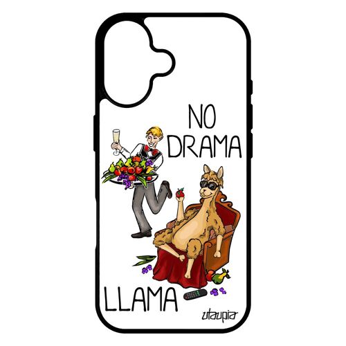 Coque Pour Iphone 17 Silicone No Drama Lama Portable Bande Dessinée Noir Telephone 4g Texte Animaux Drole Blanc Humoristique