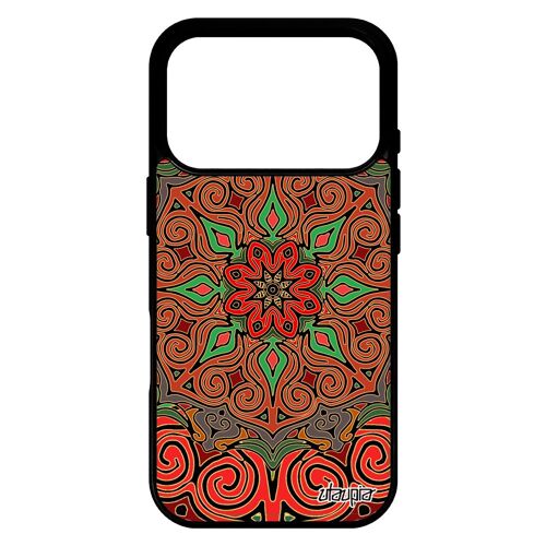 Coque pour iPhone 17 pro silicone Mandala tibetain indien pas cher telephone Symbole graphique portable Rouge smartphone jolie gel
