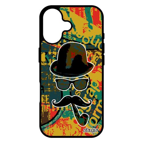 Coque Pour Iphone 17 En Silicone Homme Moustache Case Telephone Peinture Vintage Homme Personnalisé Pipe Monsieur Portable Vert Tag