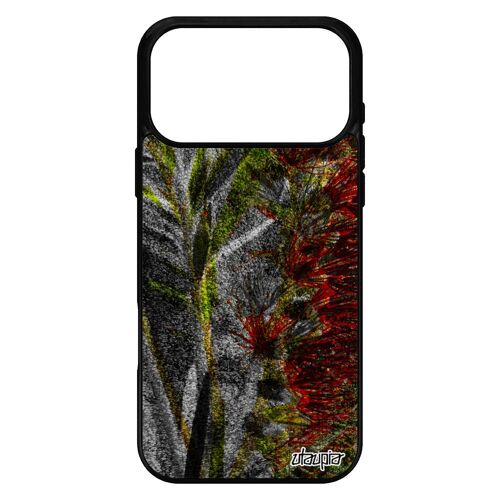 Coque fleurs pour iPhone 17 pro max silicone design plante exotique nature original vert portable 4G florale noir aluminium texture