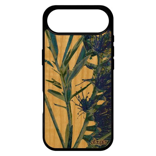 Coque Silicone Pour Iphone 17 Air Bois Veritable Fleurs Effet 512 Go Cadeau Design Personnalisé Portable Florale Noir Bleu Pas Cher