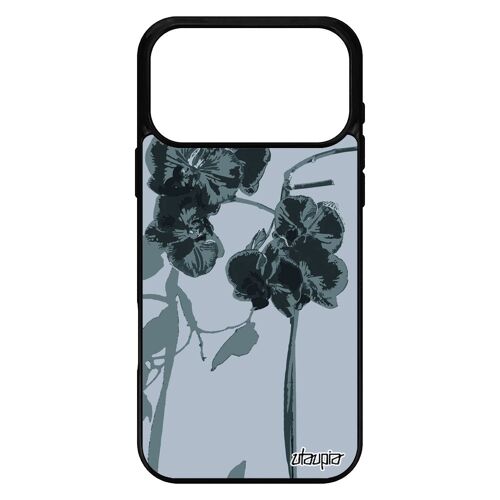 Coque orchidée fleur pour iPhone 17 pro max silicone amour antichoc TPU design rigide Gris exotique fantaisie couleur love belle de