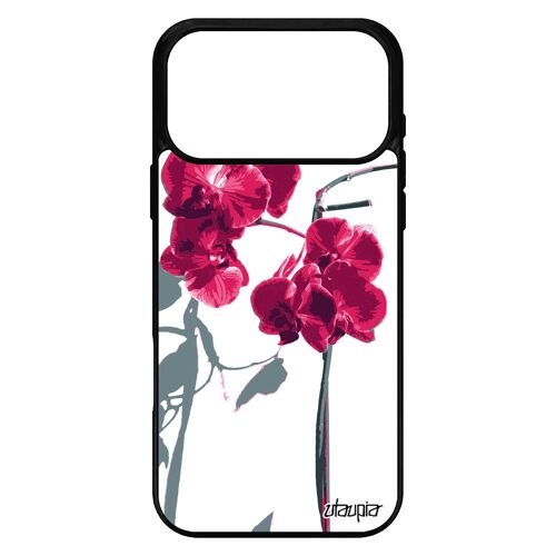 Coque silicone pour iPhone 17 pro max orchidée fleur aluminium telephone exotique housse amour peinture tendance nature floral