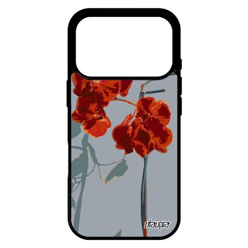 Coque pour iPhone 17 pro silicone orchidée fleur tropical nature floral couleur femme love plante jolie Rouge exotique unique case