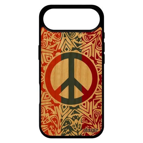 Coque Pour Iphone 17 Air En Bois Silicone Peace And Love Frêne Boheme Gris 256 Go Rosace Paix Et Amour Fille Mandala Yoga & 4g Tpu