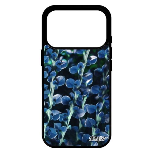 Coque motif feuilles pour iPhone 17 pro en silicone bleu personnalisé original nature pas cher design floral telephone etui 256 Go