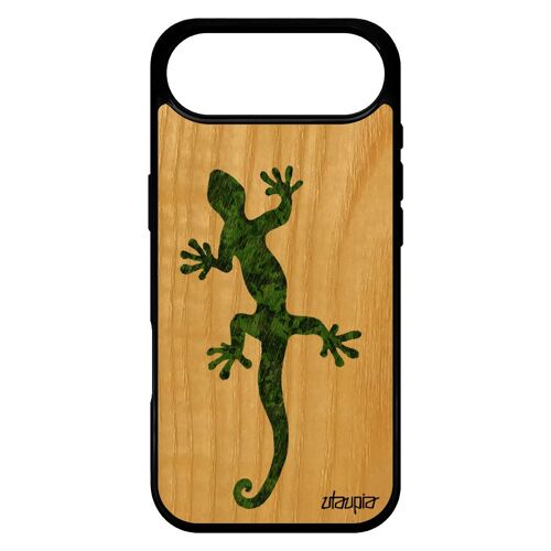Coque En Bois Pour Iphone 17 Air Silicone Salamandre Smartphone Femme Fantaisie Telephone Noir Dessin Animal Esprit Du Feu Reptile