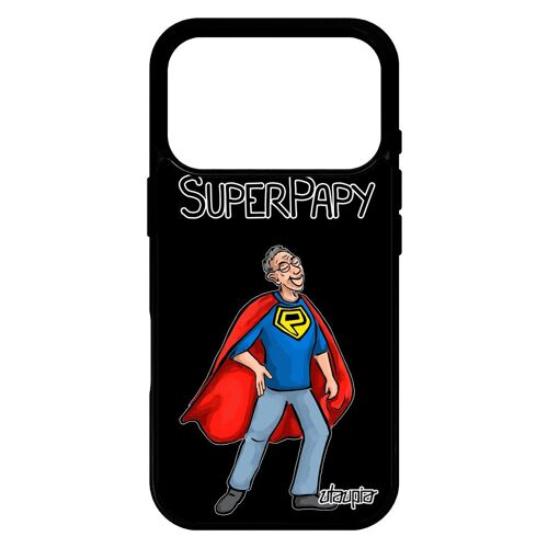 Coque pour iPhone 17 pro silicone super papy portable smartphone comics drole housse bd heros caoutchouc enfant grand pere papi de