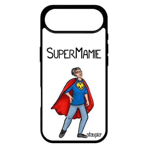 Coque Silicone Super Mamie Pour Iphone 17 Air Blanc Humour Grand Mere Portable Aluminium Heros Unique Enfant Telephone Drole Comics