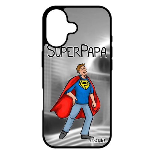 Coque Pour Iphone 17 Silicone Super Papa Personnalisé Souple Heros Housse Père Gris Texte Bande Dessinée Humour Comics Telephone De