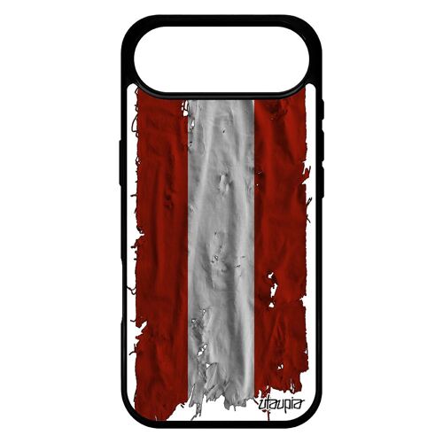 Coque Drapeau Autriche Autrichien Pour Iphone 17 Air Silicone Rigide Tissu Coupe Du Monde Noir Football Foot
