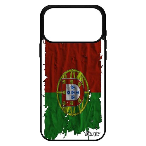 Coque silicone pour iPhone 17 pro max drapeau portugal portugais coupe d'europe etui rigide foot jo basket noir solide tissu TPU de