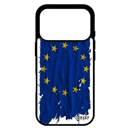 Coque silicone pour iPhone 17 pro drapeau europeen europe ue de protection telephone antichoc rigide bumper tissu union europeenne