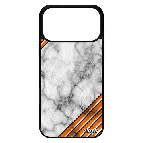 Coque marbre rigide pour iPhone 17 pro max en silicone motif texture orange coloré cover design granite case contemporain housse