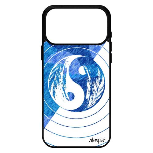 Coque pour iPhone 17 pro max en silicone Yin et Yang garçon ying plume Bleu equilibre art 4G couleur etui bulle homme cercle dessin