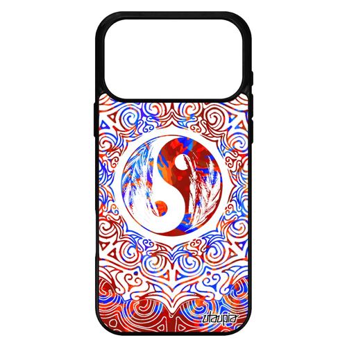 Coque silicone pour iPhone 17 pro max Yin et Yang peinture chine rosace artistique mobile fantaisie coloré bien & mal motif de