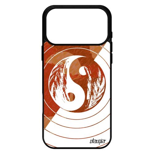 Coque Yin et Yang pour iPhone 17 pro max en silicone couleur rigide noir rond ying telephone bulle art cadeau de noel pastel Marron