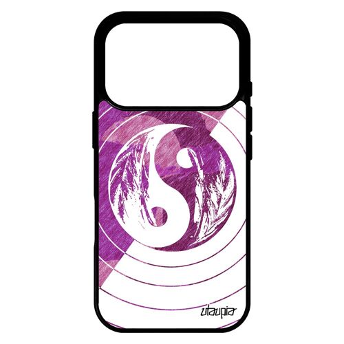 Coque pour iPhone 17 pro en silicone Yin et Yang bien & mal rond noir Rose dessin zen de luxe couleur asie design pastel telephone
