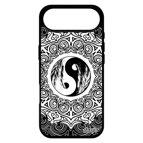 Coque Silicone Pour Iphone 17 Air Yin Et Yang Metal Design Noir Et Blanc Artistique Housse Fantaisie Etui Rosace Plume Bien & Mal