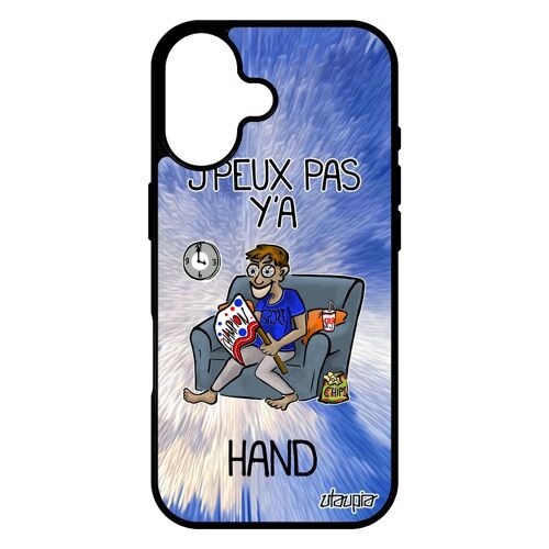 Coque Pour Iphone 17 Silicone J'peux Pas Y'a Hand Dessin Noir Texte Supporter Jpeux Telephone Case Handball Bleu Je Drole De