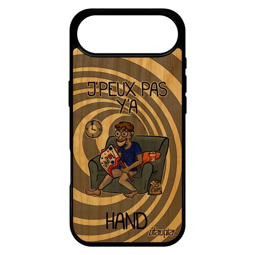 Coque Pour Iphone 17 Air Bois Silicone J'peux Pas Y'a Hand Gris Je Supporter Humour Texte Humoristique Noir Handball Unique De
