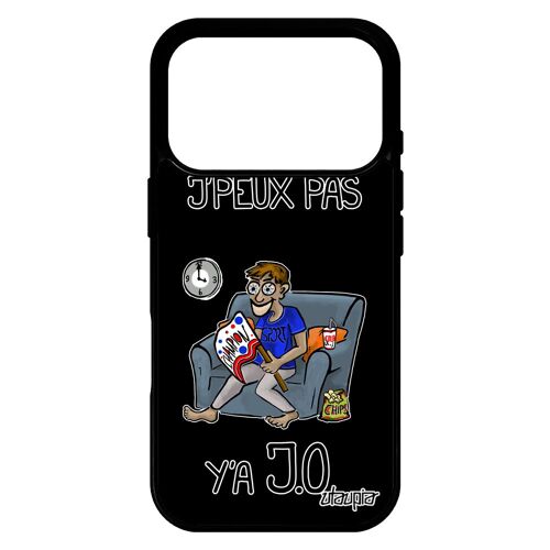 Coque pour iPhone 17 pro silicone j'peux pas y'a JO je noir bd humoristique case humour athletisme rigide sport aluminium antichoc