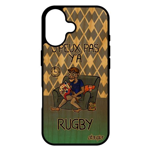 Coque Silicone Pour Iphone 17 En Bois J'peux Pas Y'a Rugby Jpeux Bd Humour Texte Xv De France Supporter Antichoc Violet Je Housse