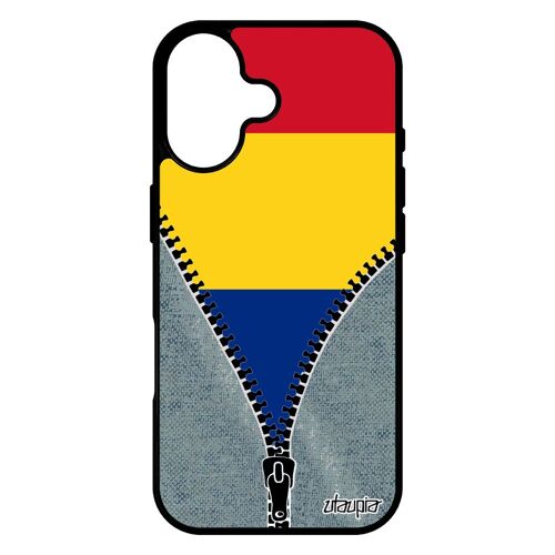 Coque Pour Iphone 17 En Silicone Drapeau Roumanie Roumain Jo Jeans Euro Metal Football Foot De Protection Portable